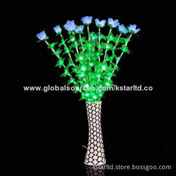 80cm high LED flower light with vase, green and blue color, indoor use only, 24V DC, 5W